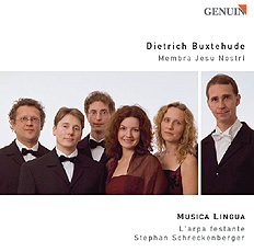 CD album cover 'Dietrich Buxtehude: Membra Jesu Nostri' (GEN 04048) with L´arpa festante, Musica Lingua ...