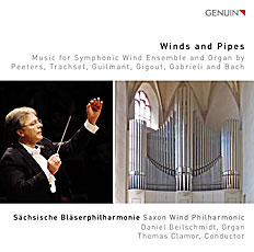CD album cover 'Winds and Pipes' (GEN 16445) with Thomas Clamor, Sächsische Bläserphilharmonie, Daniel Beilschmidt