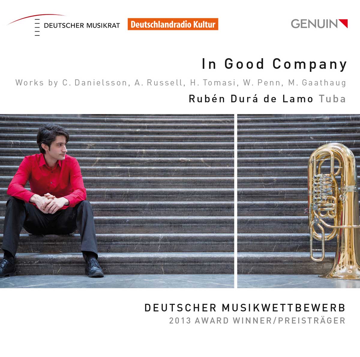 CD album cover 'In Good Company / Rubén Durá de Lamo - Tuba' (GEN 15336) with Trombone Unit Hannover ...