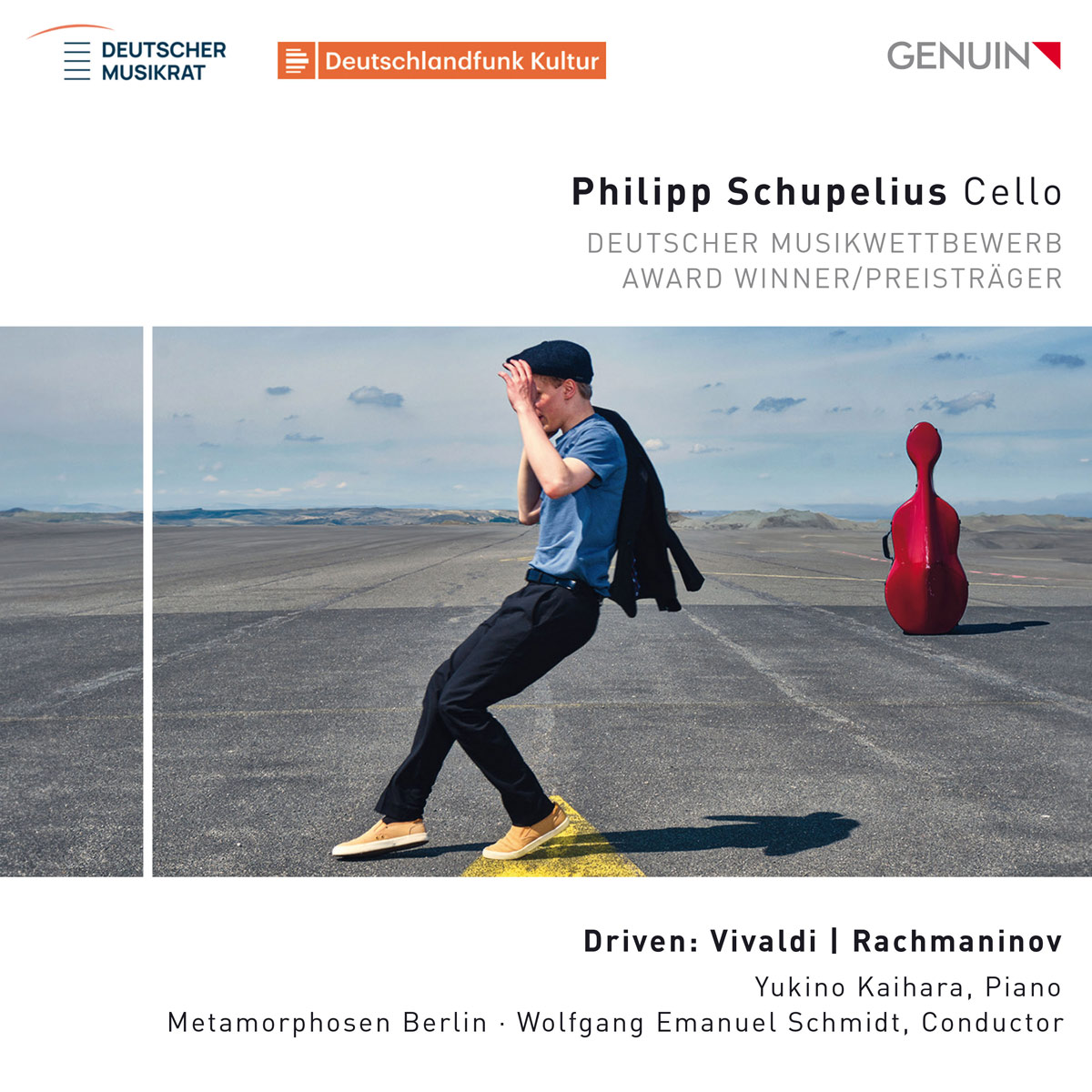 CD album cover 'Driven: Vivaldi | Rachmaninov' (GEN 25896) with Philipp Schupelius, Metamorphosen Berlin ...