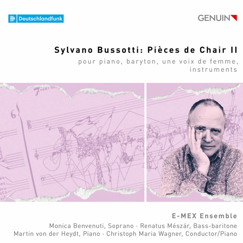 CD album cover 'Sylvano Bussotti: Pièces de Chair II' (GEN 25918) with E-MEX Ensemble, Christoph Maria Wagner ...