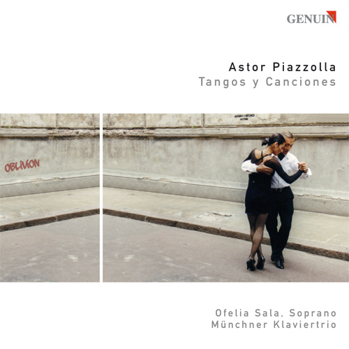 CD album cover 'Astor Piazzolla' (GEN 88110) with Münchner Klaviertrio, Ofelia Sala